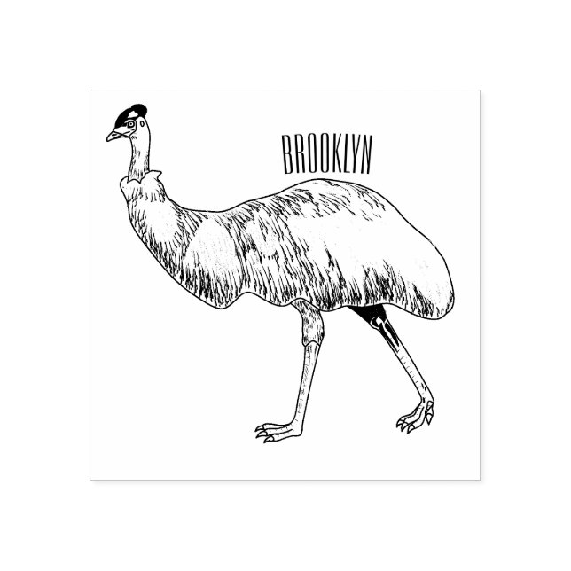 Emu bird cartoon illustration rubber stamp (Imprint)