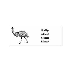 Emu bird cartoon illustration rubber stamp