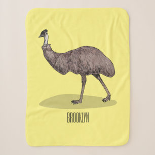 Emu bird cartoon illustration sherpa blanket