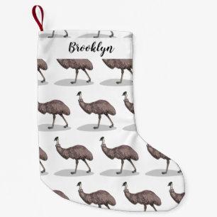 Emu bird cartoon illustration small christmas stocking