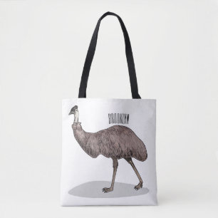 Emu bird cartoon illustration  tote bag