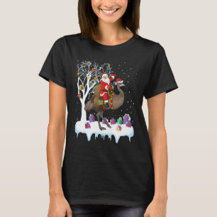Emu Bird Lover Xmas Santa Riding Emu Christmas T-Shirt