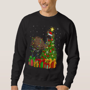 Emu Bird Xmas Holiday Santa Emu Christmas Tree Sweatshirt