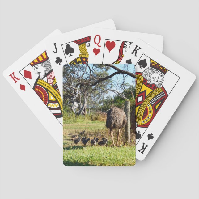 Emu Parents With Chicks,    Playing Cards (Back)