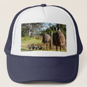 Emu Parents With Their Many Chicks,  Trucker Hat
