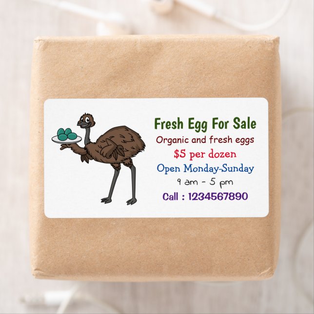 Emu with eggs cartoon fresh egg sign for sale (Insitu)