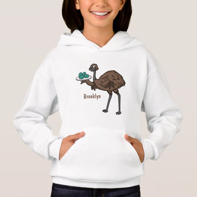 Emu with eggs cartoon illustration (Front)