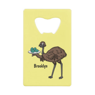 Emu with eggs cartoon illustration