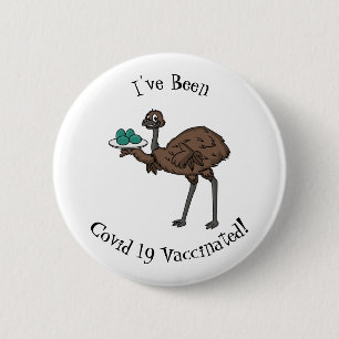 Emu with eggs cartoon illustration 6 cm round badge