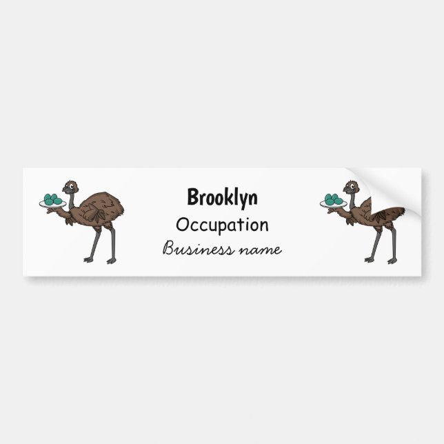 Emu with eggs cartoon illustration bumper sticker (Front)
