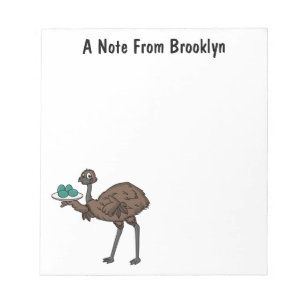 Emu with eggs cartoon illustration notepad