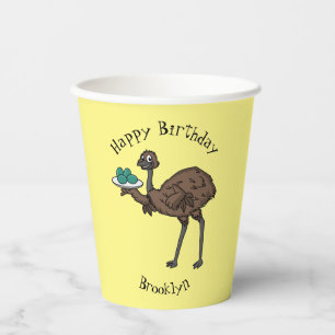 Emu with eggs cartoon illustration paper cups
