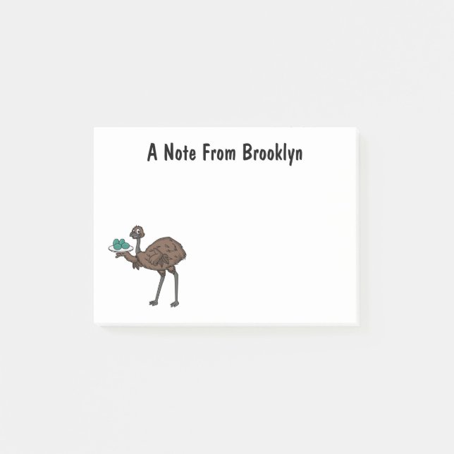 Emu with eggs cartoon illustration post-it notes (Front)