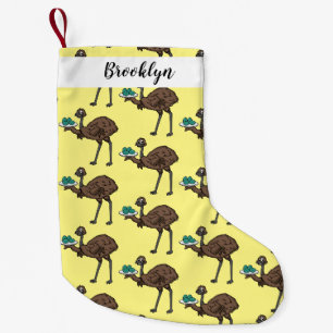 Emu with eggs cartoon illustration small christmas stocking