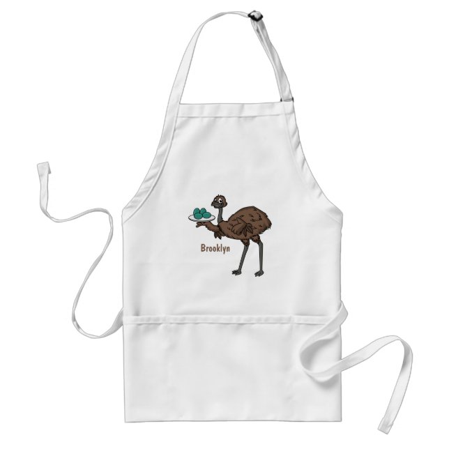 Emu with eggs cartoon illustration standard apron (Front)