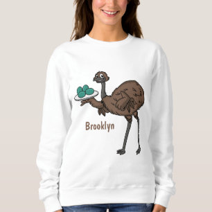 Emu with eggs cartoon illustration sweatshirt