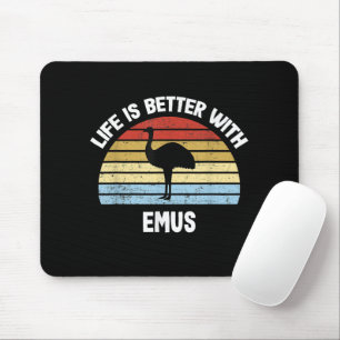 Emu with German Text Das Leben ist besser  Mouse Pad