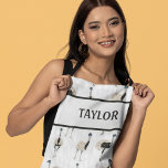 Emus Bird Lovers Personalised Apron<br><div class="desc">Surprise your favourite bird lover with a personalised emu apron. This apron features realistic style emu illustrations set against a pale grey background that's subtly patterned with white feathers. Your name or other text appears in bold letters.</div>