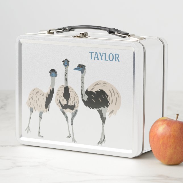 Emus Bird Lovers Personalised Metal Lunch Box (In Situ)