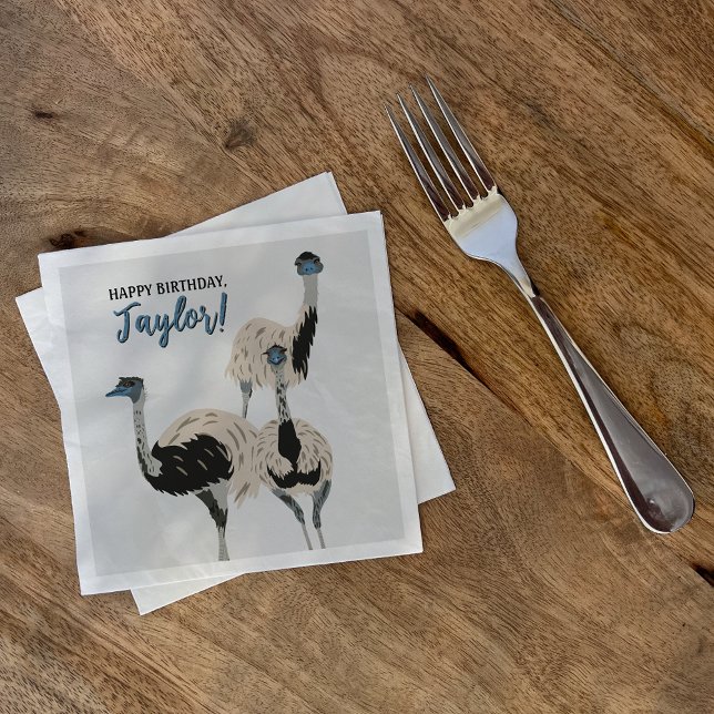 Emus Bird Lovers Personalised Party Napkin (Creator Uploaded)
