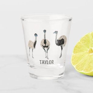 Emus Bird Lovers Personalised Shot Glass