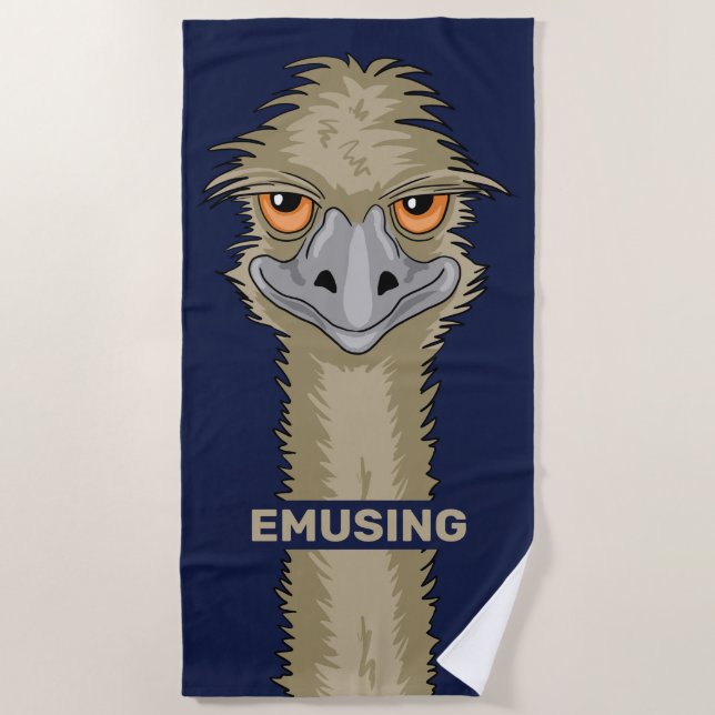 Emusing Funny Emu Pun Beach Towel (Front)