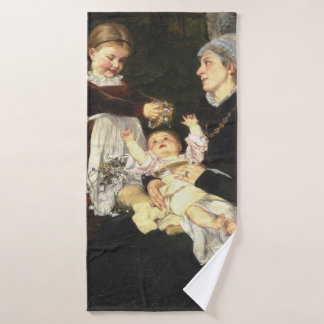En Ammes Besøg - Bertha Wegmann Fine Art Bath Towel