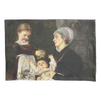 En Ammes Besøg - Bertha Wegmann Fine Art Pillowcase