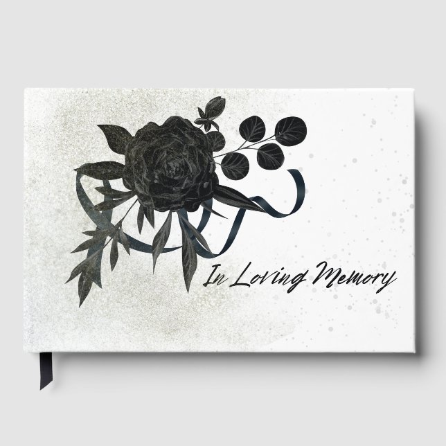 EN | In Loving Memory - Black Rose Guest Book (Front)