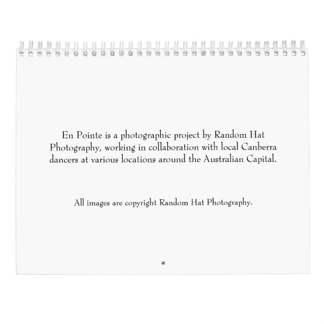 En Pointe Calendar (Back)