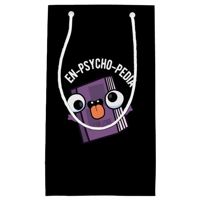 En-psycho-pedia Funny Encyclopaedia Pun Dark BG Small Gift Bag (Front)