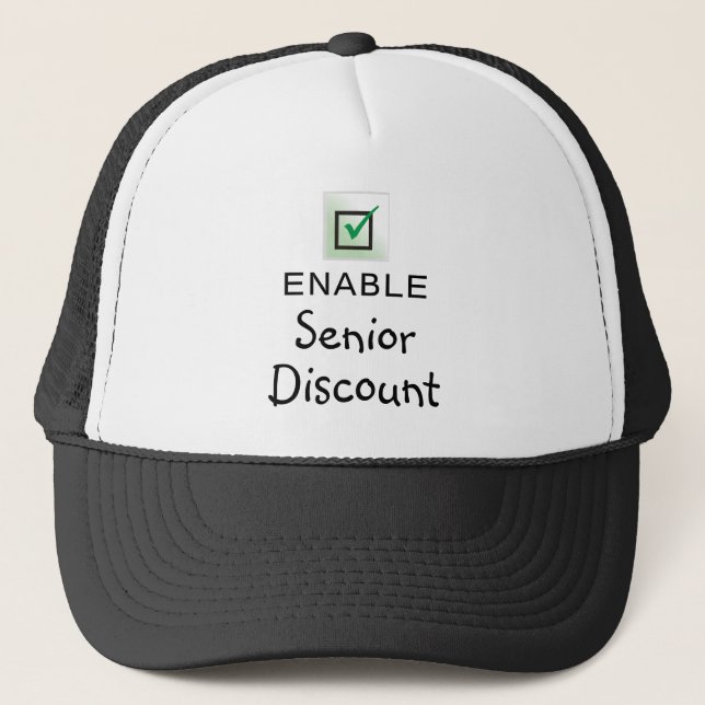 Enable Senior Discount Funny Quote Black Hat (Front)