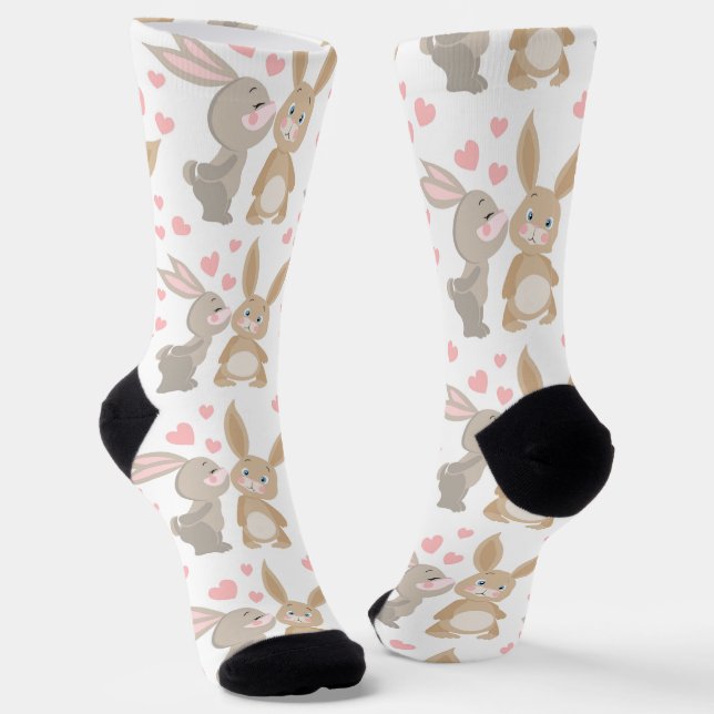 Enamoured Bunnies Socks (Angled)