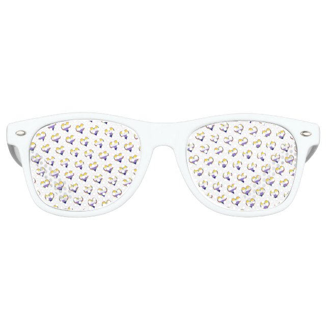 Enby Heart Pattern Retro Sunglasses (Front)