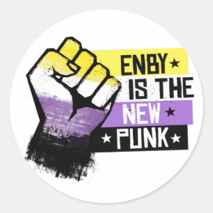 Enby is the new punk classic round sticker