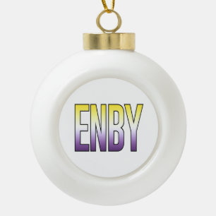 ENBY - Nonbinary Ceramic Ball Christmas Ornament