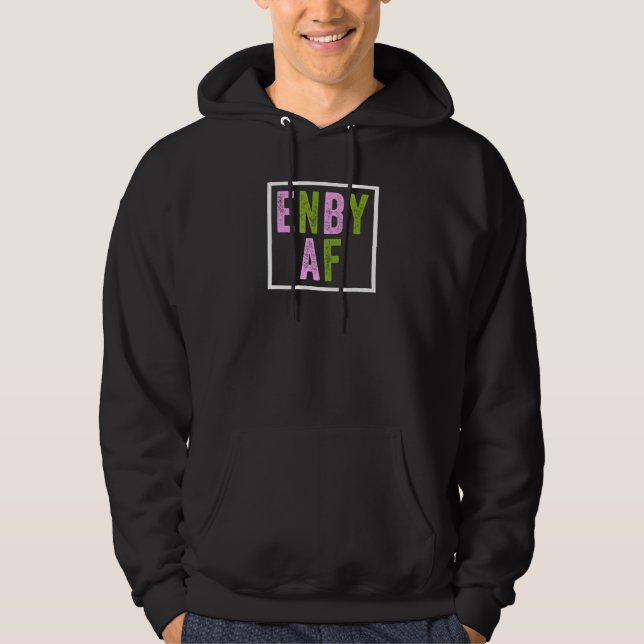Enby Nonbinary Quote Saying Meme Nonbinary Flag En Hoodie (Front)