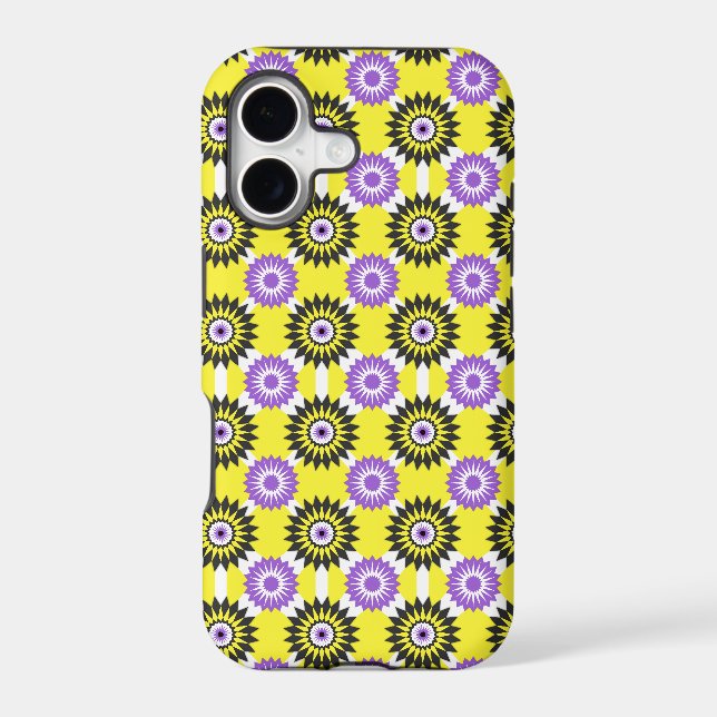 Enby pride colours / yellow mirror flower pattern  (Back)