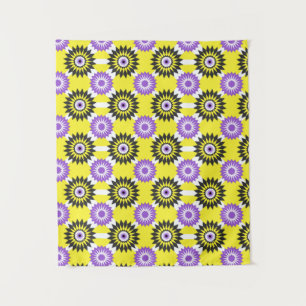 Enby pride colours / yellow mirror flower pattern tapestry