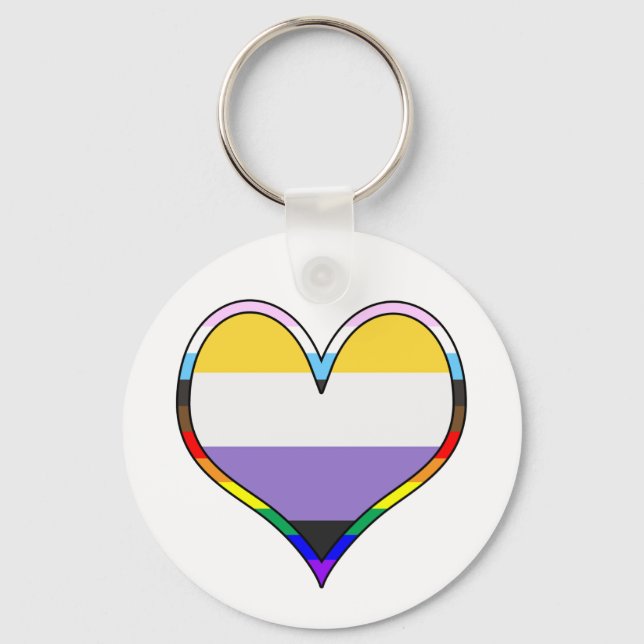 Enby Pride Heart Key Ring (Front)