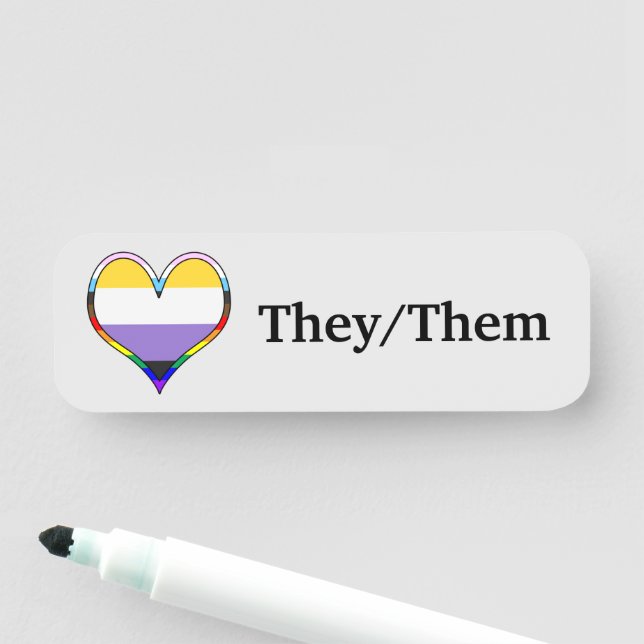 Enby Pride Heart Name Tag (In Situ)