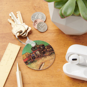 Encampment of Gypsies Caravans by Vincent van Gogh Key Ring