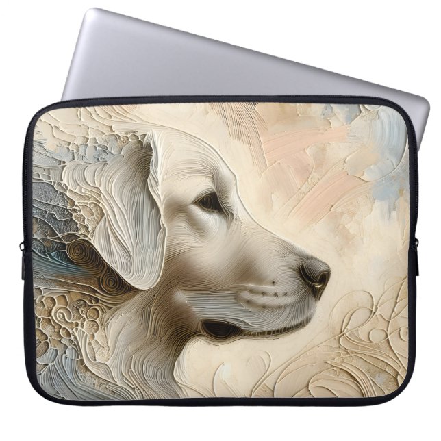 Encaustic Paint Portait of a Golden Retriever Laptop Sleeve (Front)