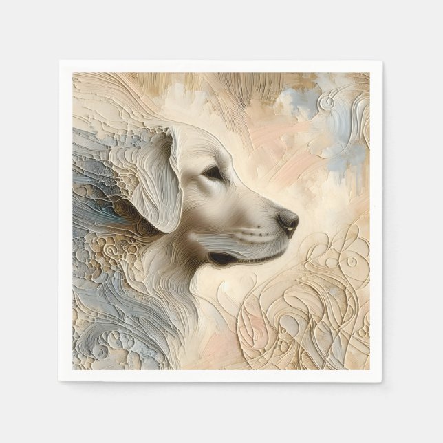 Encaustic Paint Portait of a Golden Retriever Napkin (Front)