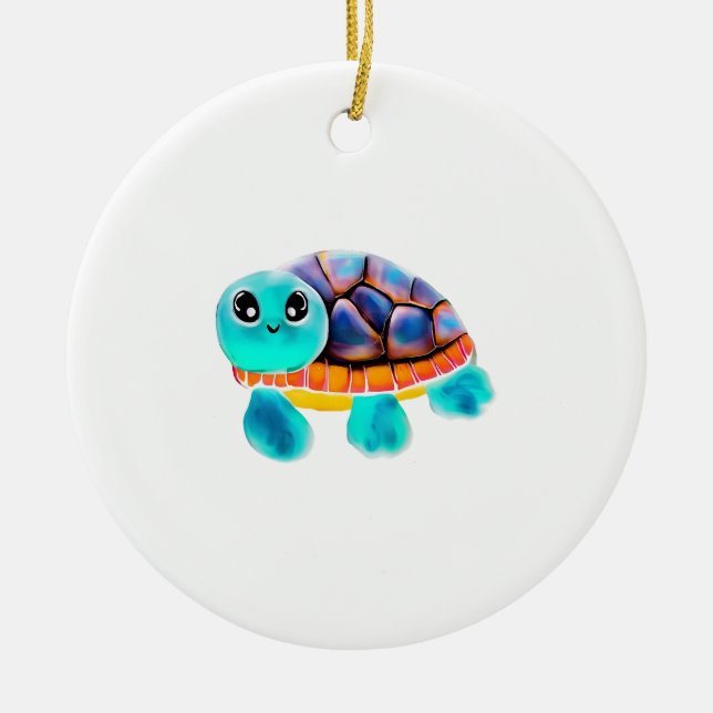 Encaustic painting turtle Copy Ceramic Tree Decoration (Front)