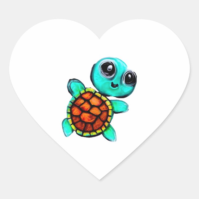 Encaustic painting turtle heart sticker (Front)