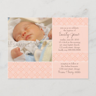 Encaustic Pink • Baptism Invitation Postcard