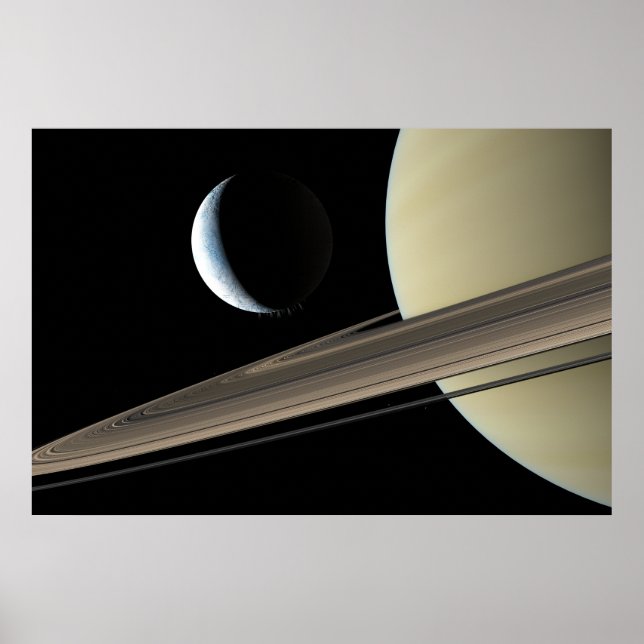 Enceladus and Saturn Poster (Front)