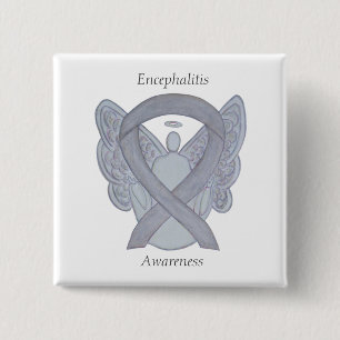 Encephalitis Silver Awareness Ribbon Angel Pins