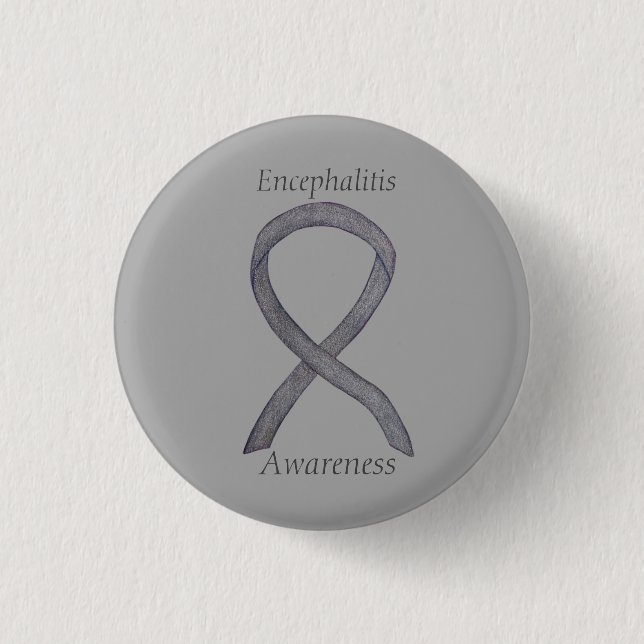 Encephalitis Silver Awareness Ribbon Custom Pin (Front)